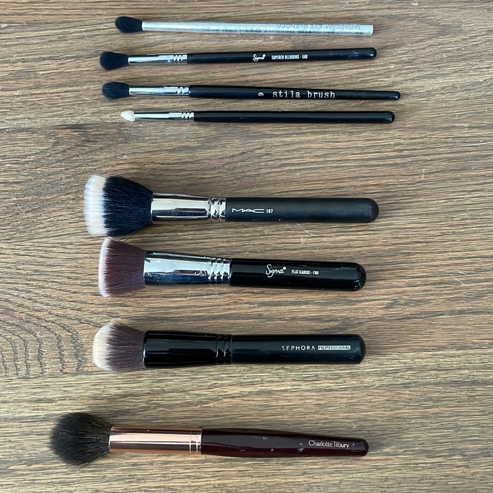 Makeup Brush Lot- Sigma, MAC, Charlotte Tilburt, Stila